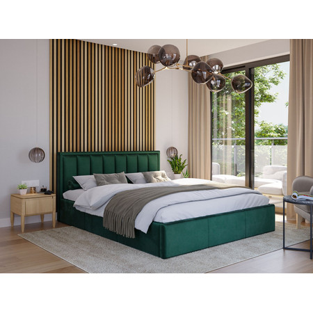 Čalouněná postel MOON rozměr 140x200 cm Tmavě zelená TT-FURNITURE