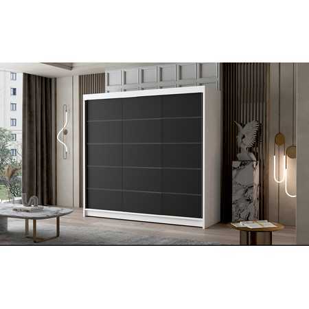 Velká šatní skříň PALERMO VII 200 cm Bílá/Černá ankon